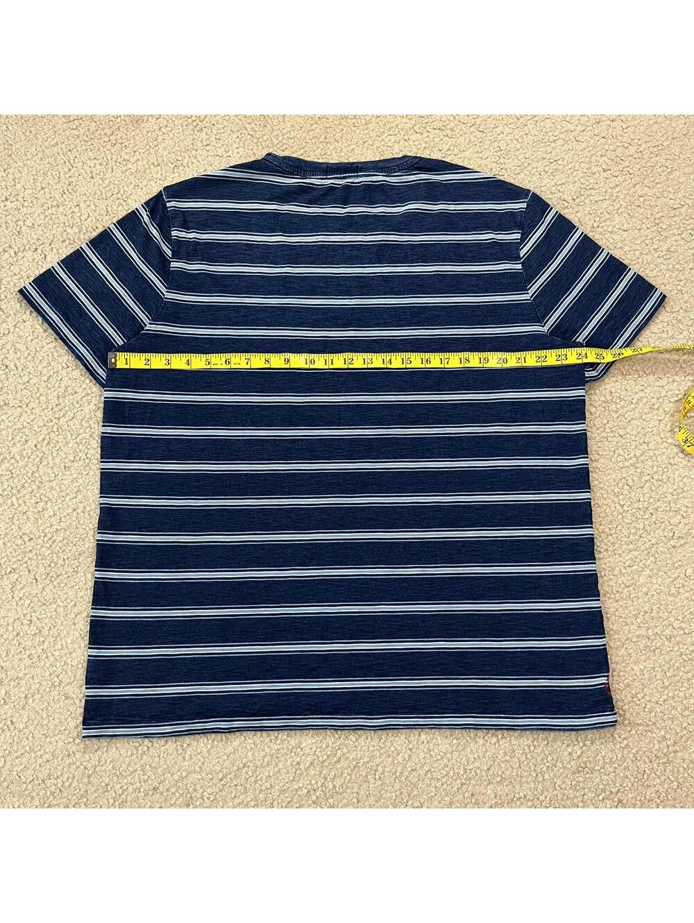 Polo Ralph Lauren Mens Blue Striped Pocket T Shirt Size XXL 2XL - Picture 5 of 6